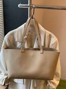 1个大容量休闲通勤手提包，设计优雅，品质优良，简约百搭，可调节肩带 - 卡其色 - 查看 4
