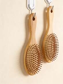 1pc Wooden Comb With Air Cushion Massage Brush, Bamboo Hair Brush - Apricot - View 5