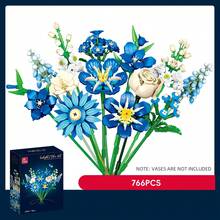 Colorful Artificial Flower Building Blocks, Romantic Valentine's Day & Mother's Day Gift, Home Decor Handicraft, Compatible With Mainstream Brands - Multicolor - View 13