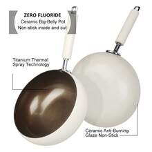 ABKOK Bộ 1 chảo rán lớn 4 lít bằng gang rèn, tráng men sứ titan, chảo bụng to, chảo hình bát, chảo chống dính, chảo xào rau, dùng được cho mọi loại bếp, chảo phẳng, chảo phẳng không chứa flo, ít khói, có nắp kính, dùng được cho bếp gas, bếp điện từ. - Xem 9