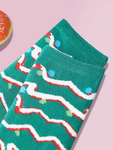 A Pair Of Great-Value Multicolor Mid-Calf Gift Socks, Available In Couples' Styles For Men In Gift Box Packaging. Soft Donut-Themed Novelty Socks With Whimsical Food-Inspired Creative Designs, Comfortable And Versatile, Perfect As Birthday Gifts, For Valentine's Day, Easter, Ramadan, Dates, Family Gatherings, Parties, And Other Holiday Occasions - Multicolor - View 7
