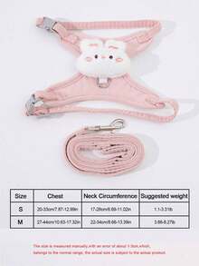 1 pieza Arnés ajustable para conejo con correa, arnés con correa con orejas de oso lindo, adecuado para mascotas pequeñas y conejos, collar y correa para animales pequeños, arnés con correa, correa ajustable - Multicolor - Ver 6