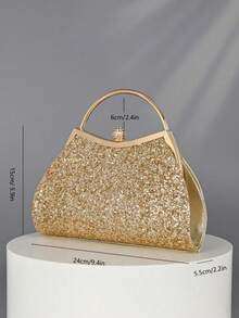 OpulAura Sparkling Crystal Embellished Evening Clutch Bag For Women, Luxury Glitter Rhinestone Formal Purse Suitable For Gala, Party, Wedding, Birthday Party, Anniversary Gift - 金色 - 查看 2