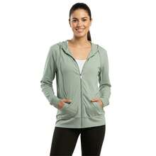 Women's Lightweight Cotton Hoodie Full Zip S-3XL With Pockets Hooded Sweatshirt Jacket Coat Solid Tops Regular & Plus Size Basic Layering Tops Warm Lightweight Cotton Zipper Hoodie Sweatshirt For Women Lady Sweatshirts Long Sleeve Outerwear For Spring Fall Winter Womenswear Activewear Streetwear - Sage - 查看 8