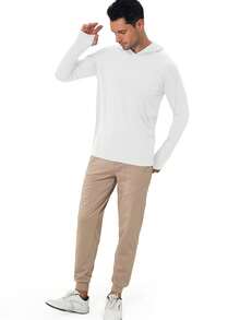 Men's UPF 50+ Sun Protection Hooded Long-Sleeved Fishing Running Fitness SPF Outdoor UV Shirt Quick-Dry Lightweight Top - 白色 - 查看 5
