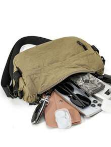 1pc Men's Waterproof Nylon Lightweight Zipper Casual Shoulder Bag, Suitable For Daily Commute - Multicolor - View 10