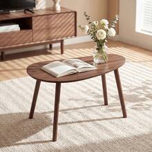 EZIFY Minimalist Creative Side Table, Ergonomic Round Corner Design, Sturdy Legged End Table, Space-Saving Furniture For Small Apartments, Living Room And Bedroom - Walnut - View 3