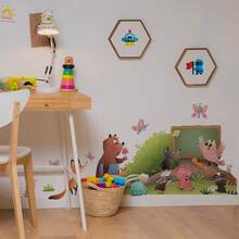 BRUP 1/2 tờ decal dán tường hình động vật rừng hoạt hình - Hình dán cây safari cho phòng trẻ em, phòng ngủ trẻ sơ sinh, có thể tháo rời, tự dính. - Nhiều màu - Xem 10