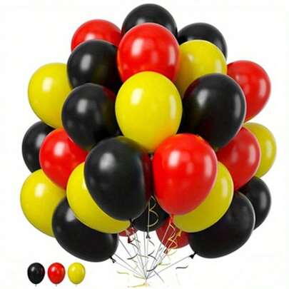 48pcs Balloon Garland Arch Set In Red, Black, And Yellow For Birthday Parties, Carnivals, Anniversaries, Graduations, Holidays, And Celebrations, Suitable For Both Indoor And Outdoor Decor