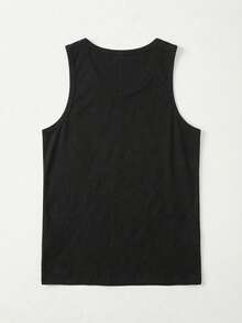 Inspirational Text Print Tank Top, Men's Casual Sleeveless Crew Neck Shirt, American Street Style - Black - View 4