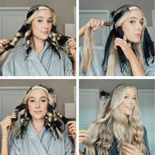 Máy uốn tóc không dùng nhiệt 8 chấu, làm từ chất liệu vải nỉ thân thiện với da, dụng cụ tạo kiểu tóc không dùng nhiệt, thoải mái khi ngủ. - C - Xem 1