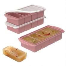 Silicone Freezer Trays With Lid, Food Storage Containers With Lids, Large Tray Soup, Sauce & Leftovers, 1 Cup Meal Prep Containers With Easy Release, Freezer Storage, Oven & Dishwasher Friendly, 2-Pack - 藕粉色 - 查看 2