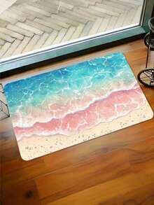 1pc Indoor Doormat, Pink Dreamy Beach Bathroom Mat, Entrance Mat, Small Rug, Welcome Mat, Carpet, Doormat, Outdoor Mat, Kitchen Rug, Home Decor, Front Door Mat, Area Small Rug, Outdoor Mat, Home Decor, Area Rug, Garden Rug, Washable Carpet - Multicolor - View 11