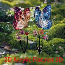 2D Flat Design, 1pc Cute Tabby Cat Garden Stake - 2D Flat Acrylic Outdoor Plant Stake With Pointed Tip, Suitable For Planters, Durable Garden Decor With Tabby Cat Pattern (Orange And White Stripes) - A - View 2
