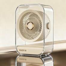 5-Speed Rotating Desk Fan With Night Light, USB Rechargeable Portable Desktop Air Conditioner Fan For Home, Office, Camping, Hiking - Desk Fan - View 4