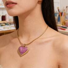1 Stück modischer Edelstahl Anhänger in Herzform, rot & pink, Taschenanhänger, Halskette & Ohrring Schmuckherstellung, geeignet für Frauen, Valentinstag Geschenk - Herzanhänger - Übersicht 7