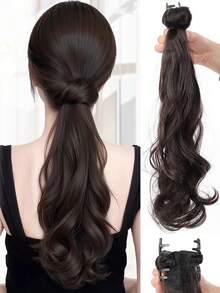 Tóc giả đuôi ngựa dài 16 inch, kiểu gợn sóng, màu nâu nhạt, có kẹp, thích hợp để sử dụng hàng ngày. - Nhiều màu - Xem 1