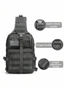 Extra Large Capacity Shoulder Chest Bag With Fixed Strap Buckle, MOLLE Webbing System For Attaching Accessories, Wide & Breathable Mesh Shoulder Strap - Multicolor - View 5