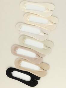 1/3/5双装春夏女士分趾袜，超薄隐形防滑袜，两趾浅口冰丝船袜 - 彩色 - 查看 12