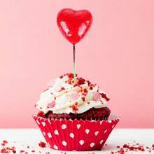 10pcs Red Heart Cake Decorations, Cake Toppers - A - View 3