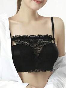 3pcs Women's Black & White Lace Detachable Collar, Adjustable 3-Tier Modesty Panel - Multicolor - View 3