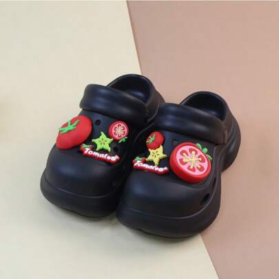 Women's Tomato Decor Hollow Slip-On Slippers, Thick Sole Non-Slip Slides For Beach, Nurse Work, Indoor/Outdoor Wear