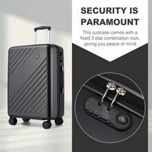Suitcase 20 Inch Cabin Carry On 24 Inch Medium Check In 28 Inch Large Check In Luggage Set ABS PC Hard Shell Spinner Wheels Number Lock Travel - Grey - View 3
