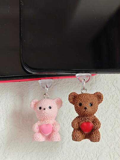 Nút bịt cổng sạc hình gấu bông nhiều màu sắc, bảo vệ cổng sạc hình trái tim dễ thương cho iPhone và các cổng sạc Type-C khác, chống bụi bẩn, phụ kiện trang trí điện thoại Kawaii, ngăn ngừa bụi bẩn và hư hại do ẩm mốc, tương thích với điện thoại thông minh và máy tính bảng, quà tặng cho bé gái, phụ nữ và trẻ em, hoàn hảo cho Ngày Valentine, sinh nhật, Giáng sinh, Ngày của Mẹ, phụ kiện chăm sóc điện thoại hàng ngày.