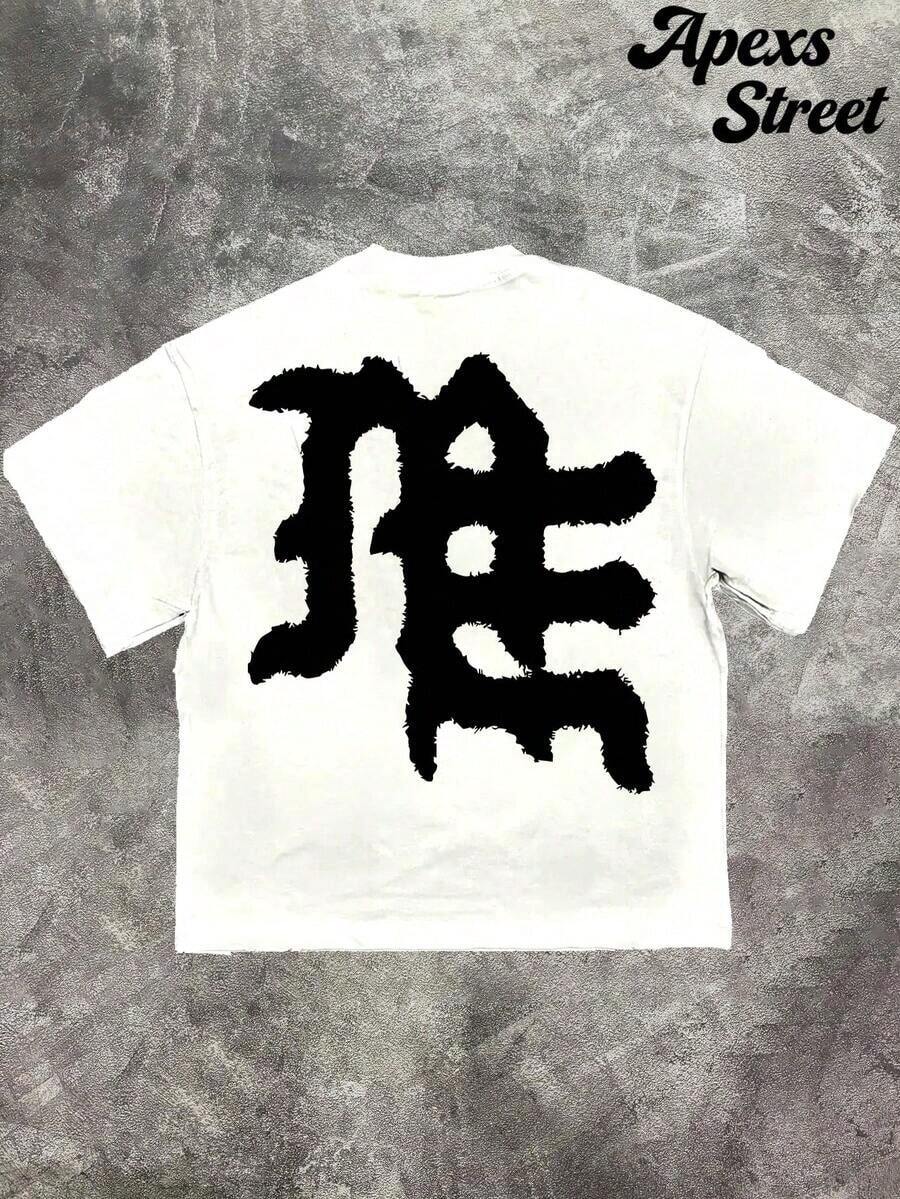 Summer Tops Mixed Emotion Tee,100% Cotton Printed T-Shirt,Stylish Design, Graphic T-Shirt, Minimalist Design, Vintage Casual Style, Hip-Hop Style. Suitable For Outdoor Leisure Activities, Family Gatherings, And Dinners With Friends. Summer Clothes - 白色 3 - 查看 1