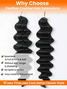 7 Gói 350g Tóc giả bện kiểu Boho, tóc thật Remy, kiểu sóng sâu, không đường nối, màu đen tự nhiên, dành cho tóc mỏng, tóc giả bện siêu nhỏ, kiểu sóng sâu, kiểu thắt nút thần kỳ. - Natural Black - Xem 2