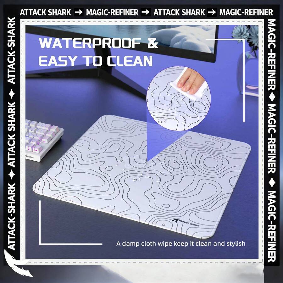 ATTACK SHARK CM02 Large Size Waterproof Gaming Mouse Pad With Stitched Edges And Non-Slip Rubber Base, Size L - View 1