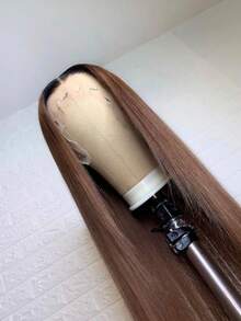 Tóc giả ren phía trước màu nâu sô cô la 13x4, tóc thật pha trộn, mật độ 200, tóc thẳng, đường chân tóc đã được tỉa sẵn, màu nâu số 4, dài 26, 28, 30 inch. - S4 - Xem 9