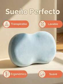 Almohada de Espuma de Memoria, Almohada cervical ergonómica, color azul, Memory Foam Fibra de Poliéster Transpirabilidad Ligera y PortátilForma de NubeViscoelasticity, Hipoalergenica, Día de las Madres, Día del Niño, Vacaciones Semana Santa. - Azul - Ver 2