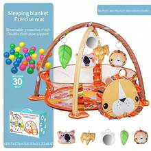 婴儿游戏围栏健身架（0-3岁），婴儿早教认知大象海洋球爬行垫，婴儿玩具 - 獅子嬰兒圍欄遊戲毯+30海洋球 - 查看 8