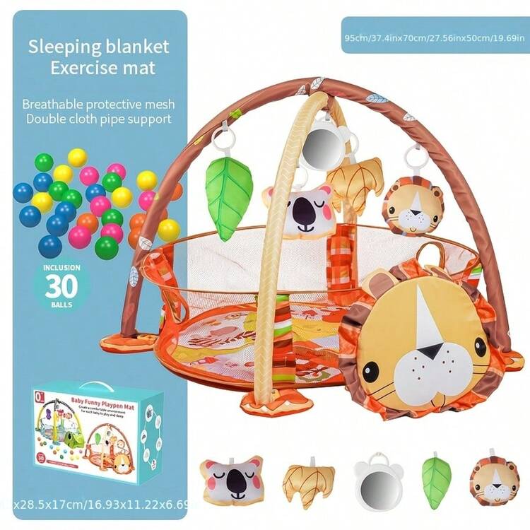 Baby Playpen Fitness Frame 0-3 Years Old, Baby Early Education Cognitive Elephant & Ocean Ball Crawling Mat, Baby Toys - Lion Baby Playpen Playmat + 30 Ocean Balls - View 8