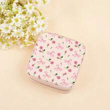 1 hộp đựng trang sức du lịch | Hộp đựng trang sức | Hộp đựng trang sức du lịch dành cho nữ | Hộp đựng trang sức du lịch | Hộp đựng trang sức họa tiết hoa | Hộp sắp xếp trang sức | Hộp đựng trang sức màu hồng - Cây cung - Xem 15
