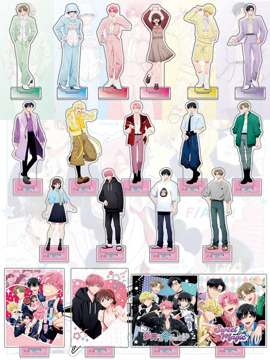 Tamon's B-Side Acrylic Standee - Kiyoshi Shimizu, Tsubasa Fukuhara, Osamu Sakaguchi, Kei Tachibana, Ryo Kai, Yuri Tanaka, Anime Desktop Collectible - Multicolor - View 1