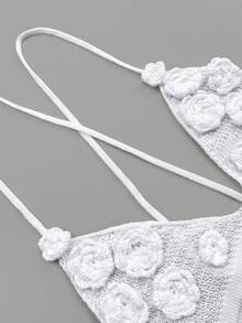 Đầm croptop mùa hè kiểu Âu Mỹ gợi cảm mới 2026 dành cho nữ, chất liệu móc thủ công, cổ chữ V, hở lưng, họa tiết hoa, không tay, thích hợp cho kỳ nghỉ biển, màu trắng. - trắng - Xem 5