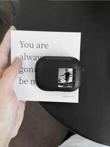 1pc Customized Name Photo Earphone Case, Customizable Text, TPU Black Matte Earphone Box Earphone Protective Shell, Personalized Design Earphone Case, DIY Anniversary, Compatible With Apple Earphone Case 1/2/3/4/Pro/Pro2, Fashion, Colorful, Minimalist, Kawaii, Cute, Customized, Personalized, Unique, Ideal Gift For Boyfriend, Girlfriend, World Cup Customized - Black - View 2