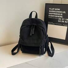 Women's Small Velvet Backpack, Stylish, Solid Color (Without Keychain) - màu đen - Xem 1