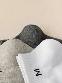 5 đôi tất thể thao cổ ngắn hình chữ M tối giản, kiểu dáng thường ngày, unisex. - Nhiều màu - Xem 5
