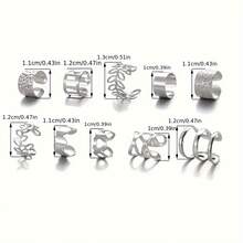 10个时尚精致优雅几何叶子镂空混合耳夹 - 彩色 - 查看 6