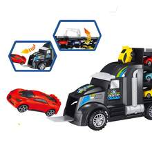 12 Pcs Mini Car Carrier Truck Toy Set - Portable Storage With Handle, Slide-Out Ramp, Large Truck With Vehicle Launcher, Gift For Children 3+ Years Old - Multicolor - View 7