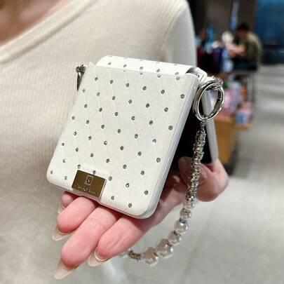 Sequins,Diamond 1pc Fashionable And Simple Side Buckle Diamond Shaped Small Fragrant Gemstone Folding Phone Case, Paired With A Same Color Bracelet To Protect And Prevent Falling: SamsungGalaxy Zflip 5/Zflip 6/Zflip 7/ Razr 50 Ultra/ Razr 60 Ultra/ Razr 60/ Razr 50/Galaxy Z Flip7 FE