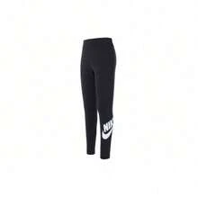 Nike Sportswear Logo 印花高腰瑜伽健身裤，黑色 - 黑色 - 查看 14