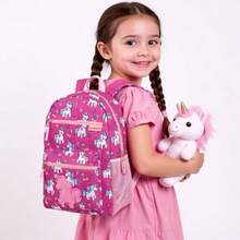 2026Trail Maker 17 Character School Backpacks Plush For Girls With Side Pockets Padded Straps - 毛絨櫻桃獨角獸 - 查看 5