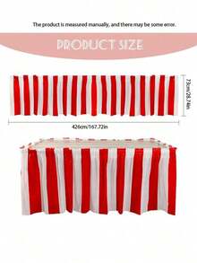 1 Set Red & White Striped Table Skirt, Circus Theme Party Table Skirt, Carnival Party Decor, Birthday Party Table Skirt, 168 Inch Carnival Theme Party Decoration Set, Carnival Table Skirt, Red & White Striped Tablecloth, Red & White Striped Pennant Flags, Circus Carnival Banner, Suitable For Carnival, Circus Decoration And Display - Multicolor - 查看 11