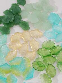 30/100颗玻璃银杏叶珠，发夹DIY及珠宝制作材料，人造银杏叶，釉面银杏叶，秋季装饰，感恩节装饰，DIY工艺材料 - 銀杏葉 - 查看 5