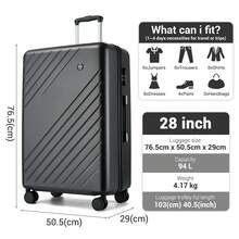 Suitcase 20 Inch Cabin Carry On 24 Inch Medium Check In 28 Inch Large Check In Luggage Set ABS PC Hard Shell Spinner Wheels Number Lock Travel - Grey - View 8