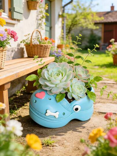 Charming Resin Shoe Shaped Planter With Sleeping Cat Figurine, Decorative Flower Pot For Succulents, Cacti, And Small Plants, Cute Home Decor For Bedroom, Living Room, Kitchen, And Office Desk, Whimsical Garden Accent For Balcony, Patio, And Windowsill, Ideal Gift For Pet Lovers And Plant Enthusiasts, Durable Resin Craftsmanship